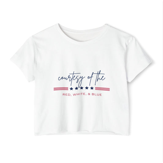 "Courtesy of the Red, White, & Blue" Crop Tee